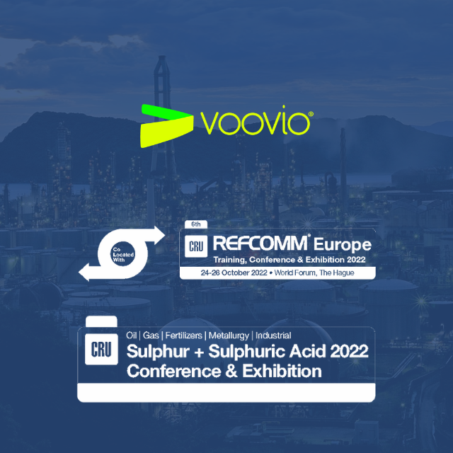 Voovio to join the CRU Sulphur + Sulphuric Acid 2022 from 24 - 26 October 2022